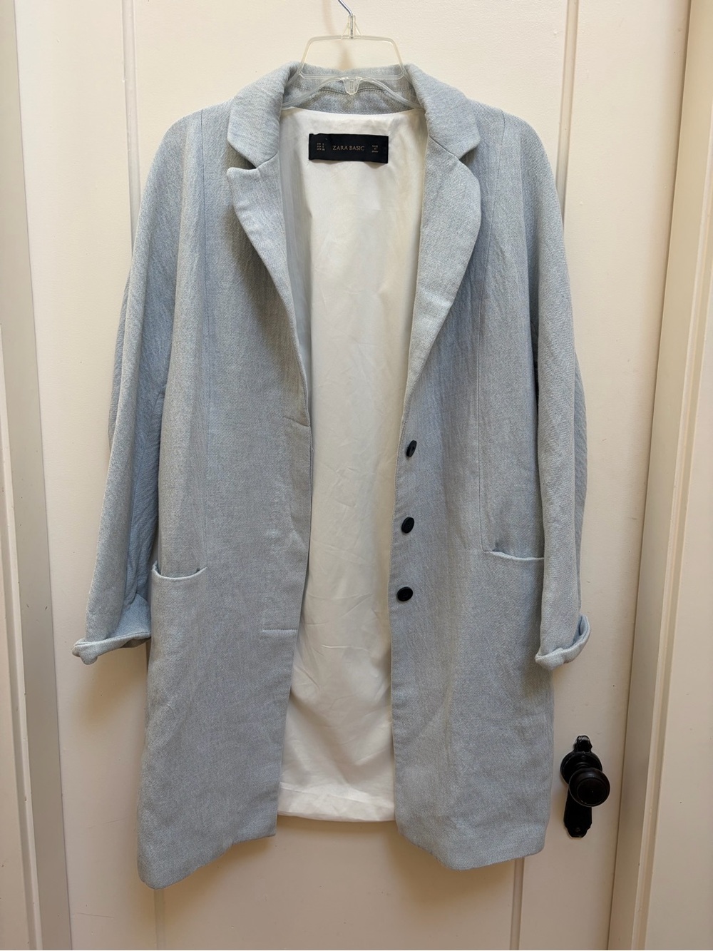 Zara Pale Blue Lightweight Long Coat